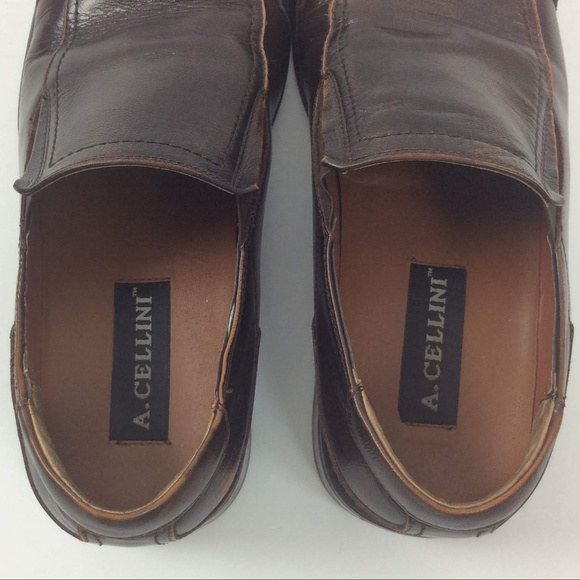 A Cellini Loafers Size 11 Brown Leather Square Toe - Picture 6 of 8